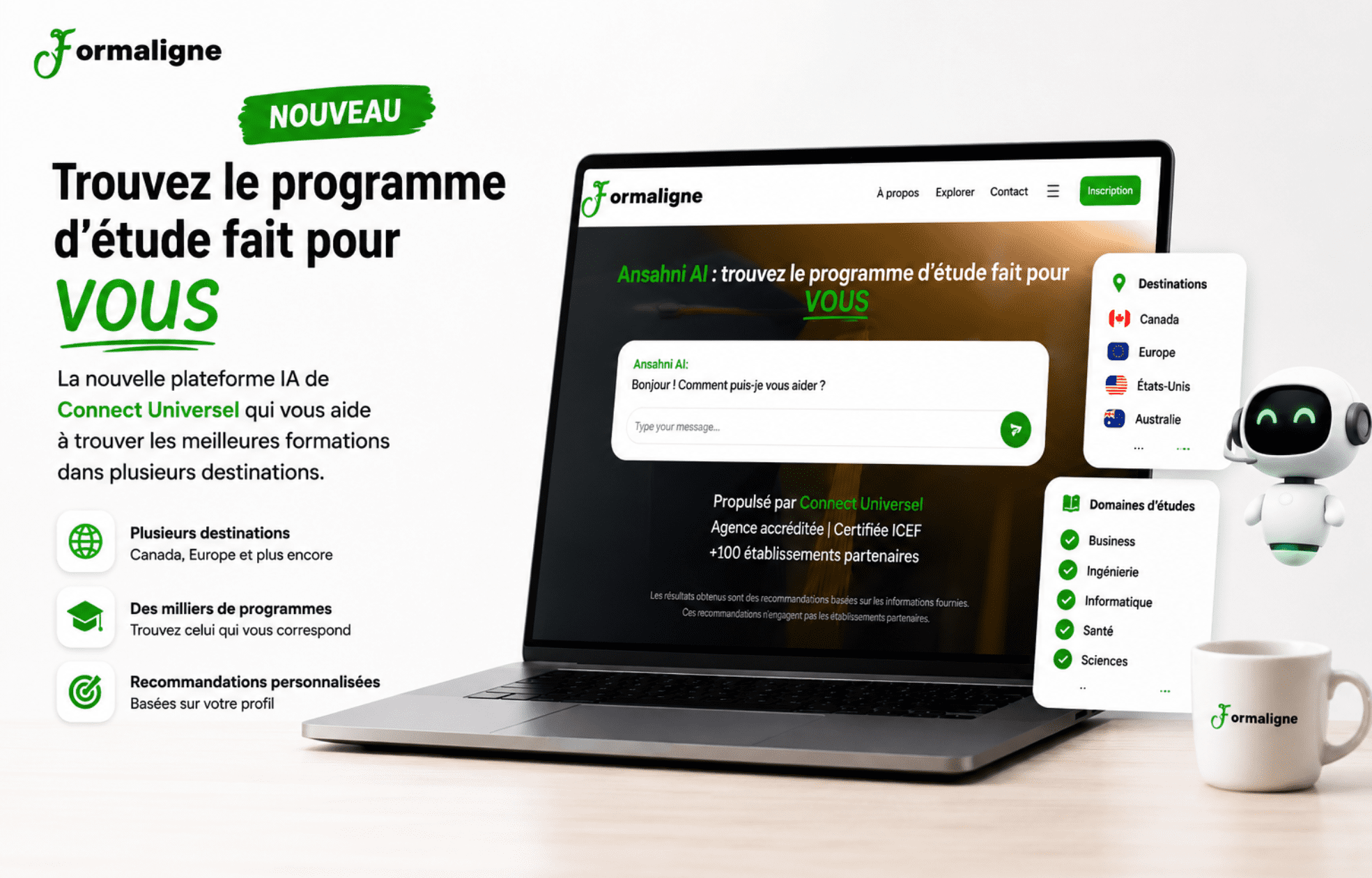 Découvrez Formaligne, la plateforme intelligente qui simplifie votre projet d’études à l’étranger